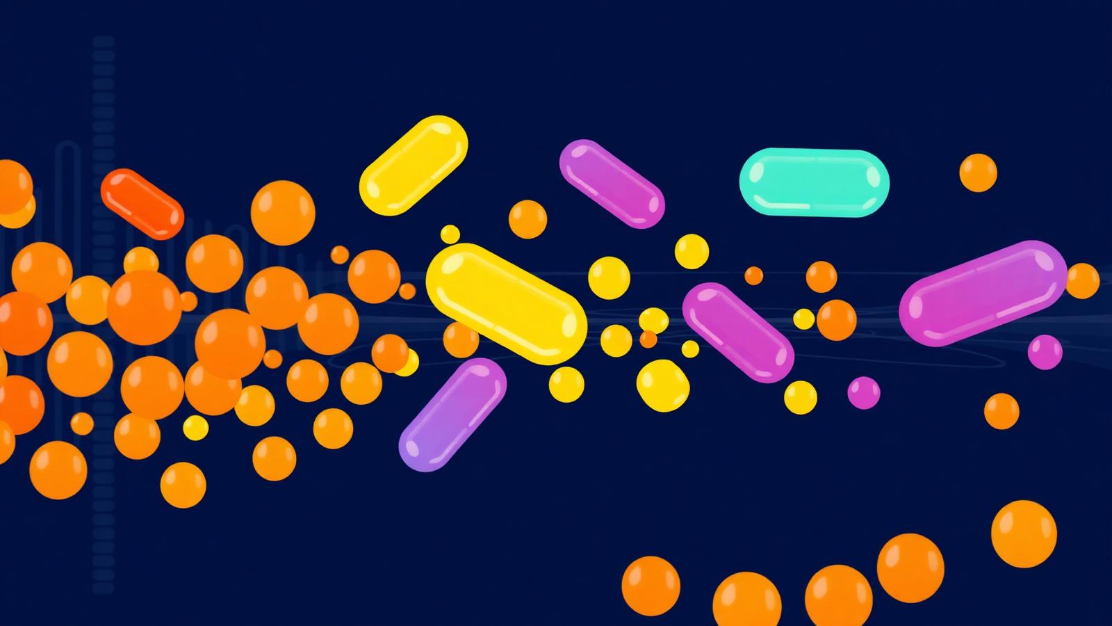 Abstract visualization of voice waves and bead-colored sound spectrum